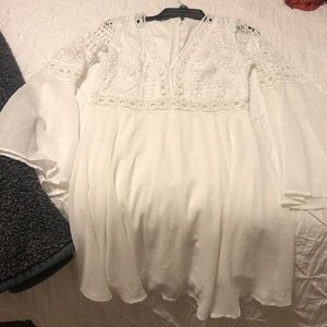 Long sleeve lace short dress